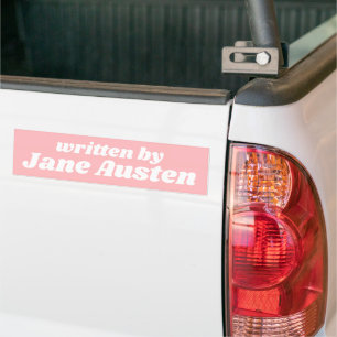 Jane Austen Favourite Author Girly Pastel Pink Bumper Sticker