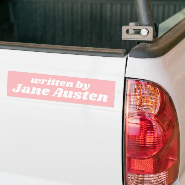 Jane Austen Favourite Author Girly Pastel Pink Bumper Sticker (On Truck)