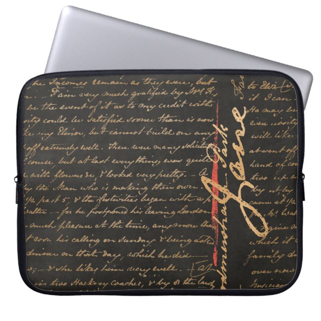 Jane Austen Handwriting Laptop Sleeve (Front)