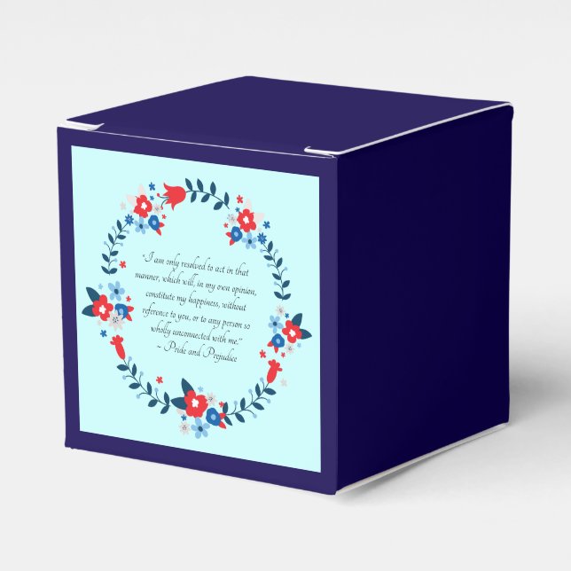 Jane Austen Happiness Quote, Pride and Prejudice Favour Box (Front Side)