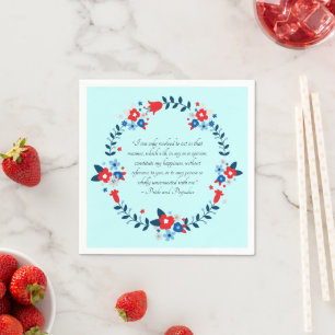 Jane Austen Happiness Quote, Pride and Prejudice Napkin