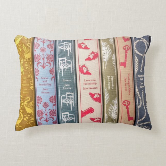 Jane Austen Home Walllpaper and Books Decorative Cushion (Front)