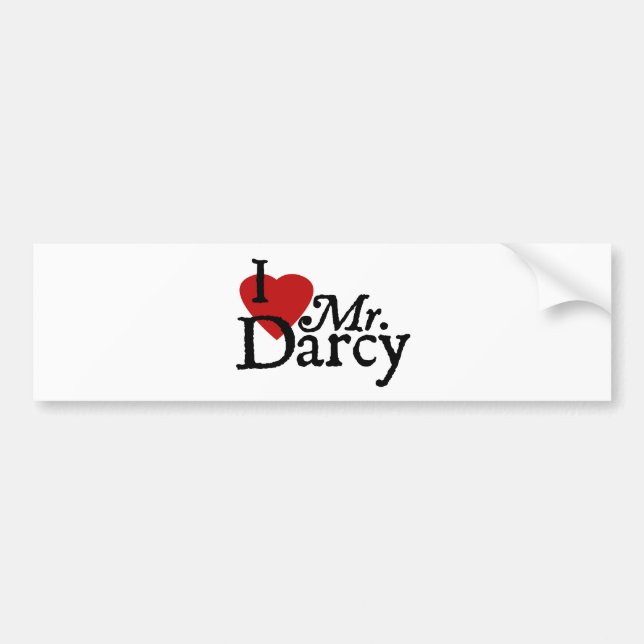 Jane Austen I LOVE Mr. Darcy Bumper Sticker (Front)