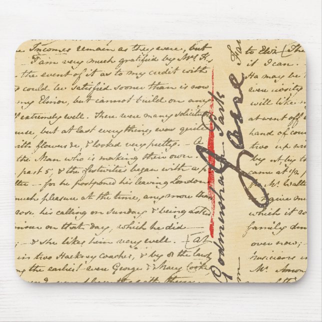 Jane Austen Letter Mouse Mat (Front)