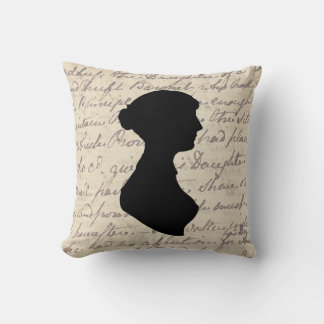 Jane Austen manuscript and silhouette, Cushion