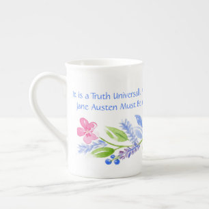 Jane Austen Motto Floral BONE CHINA Mug
