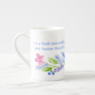 Jane Austen Motto Floral BONE CHINA Mug