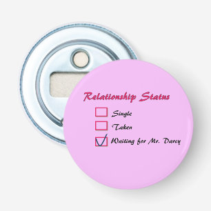 Jane Austen Mr. Darcy Button Bottle Opener