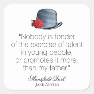 Jane Austen - My Father - Vintage Hat Square Sticker