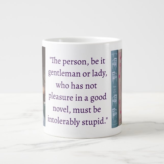 Jane Austen Novel Quote (dark purple) Large Coffee Mug (Front)