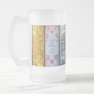 Jane Austen Novels Frosted Glass Beer Mug