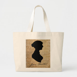 Jane Austen Page Silhouette Large Tote Bag