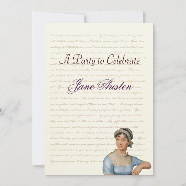 Jane Austen Party Birthday Celebration Quotes Invitation (Front)