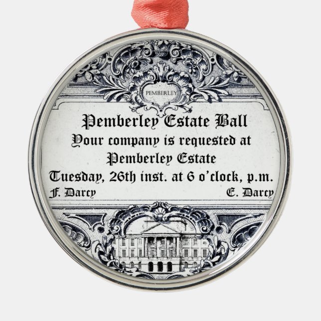 Jane Austen: Pemberley Estate Ball Metal Tree Decoration (Front)