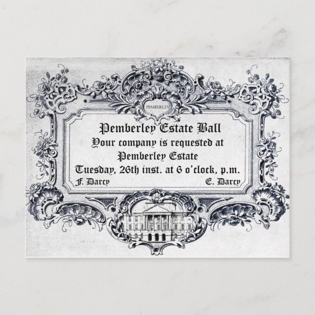 Jane Austen: Pemberley Estate Ball Postcard (Front)
