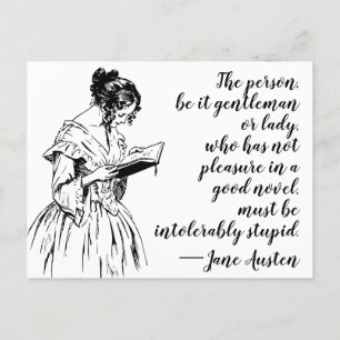 Jane Austen "Pleasure of a Good Novel" Quote Postcard