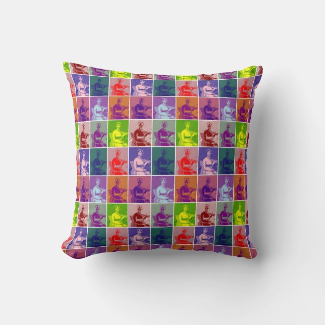 Jane Austen pop art colourful Cushion (Front)