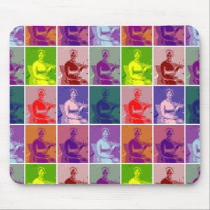 Jane Austen pop art colourful  Mouse Mat
