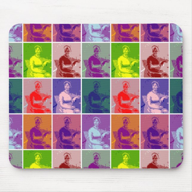 Jane Austen pop art colourful  Mouse Mat (Front)