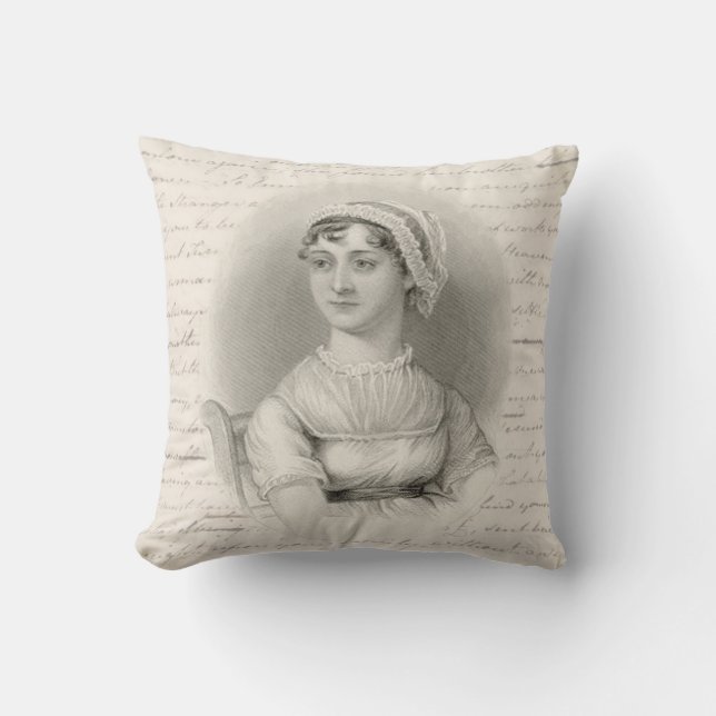 Jane Austen portrait and manuscript Cushion (Front)