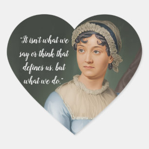 Jane Austen portrait and quote Heart Sticker