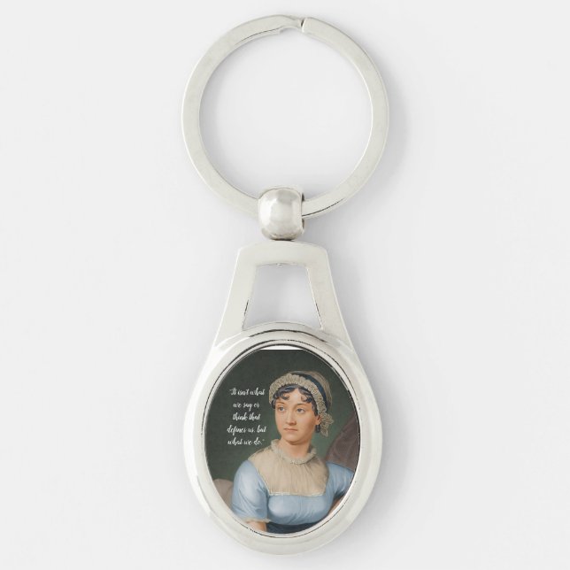 Jane Austen portrait and quote Key Ring (Front)