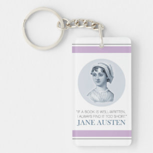Jane Austen Portrait and Quote on Reading Key Ring