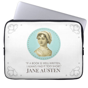 Jane Austen Portrait and Quote on Reading Laptop Sleeve