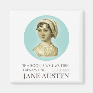 Jane Austen Portrait and Quote on Reading Magnet