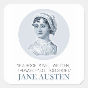 Jane Austen Portrait and Quote on Reading Square Sticker