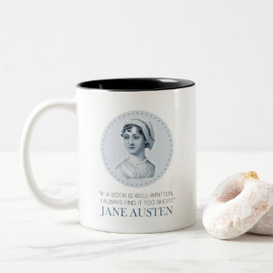 Jane Austen Portrait and Quote on Reading Two-Tone Coffee Mug