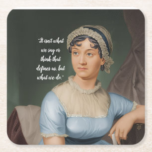 Jane Austen portrait and quote Square Paper Coaster