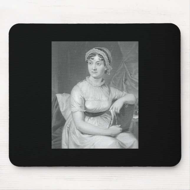 Jane Austen Portrait Black White and Grey  Mouse Mat (Front)