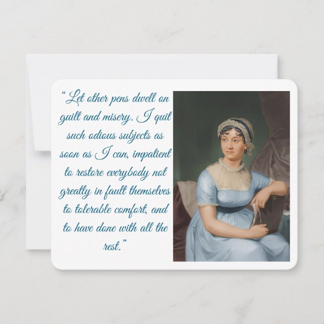 Jane Austen portrait plus quote (blue) Folded Card (Front)