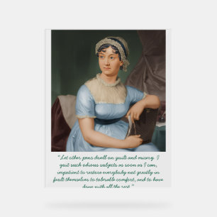 Jane Austen portrait + quote (Blue) Acrylic Sign