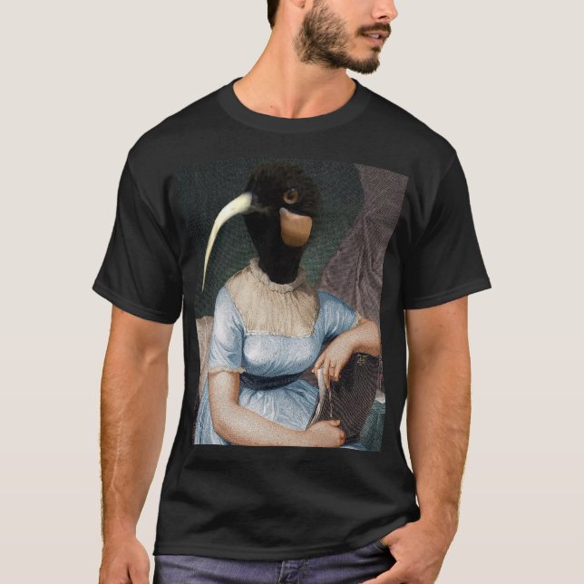  Jane Austen portrait with bird head T-Shirt (Front)