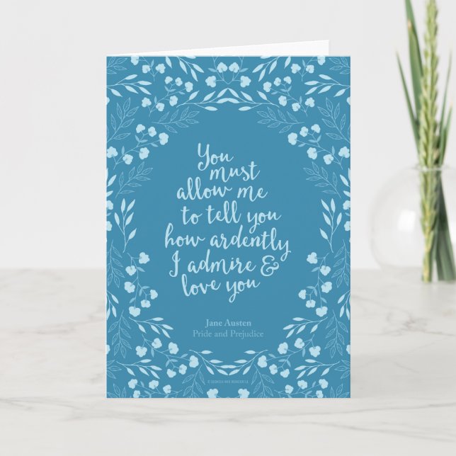 Jane Austen Pride and Prejudice Floral Love Quote Card (Front)