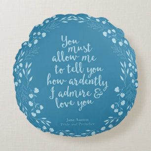 Jane Austen Pride and Prejudice Floral Love Round Cushion