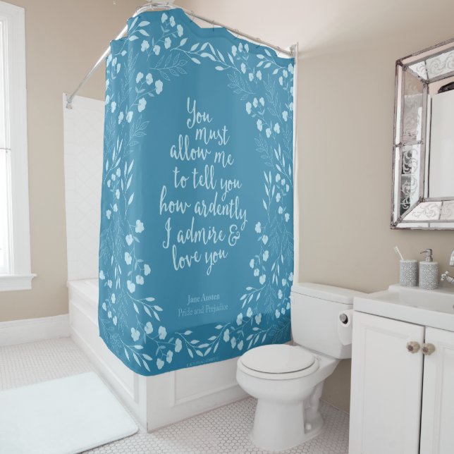 Jane Austen Pride and Prejudice Floral Love Shower Curtain (In Situ)