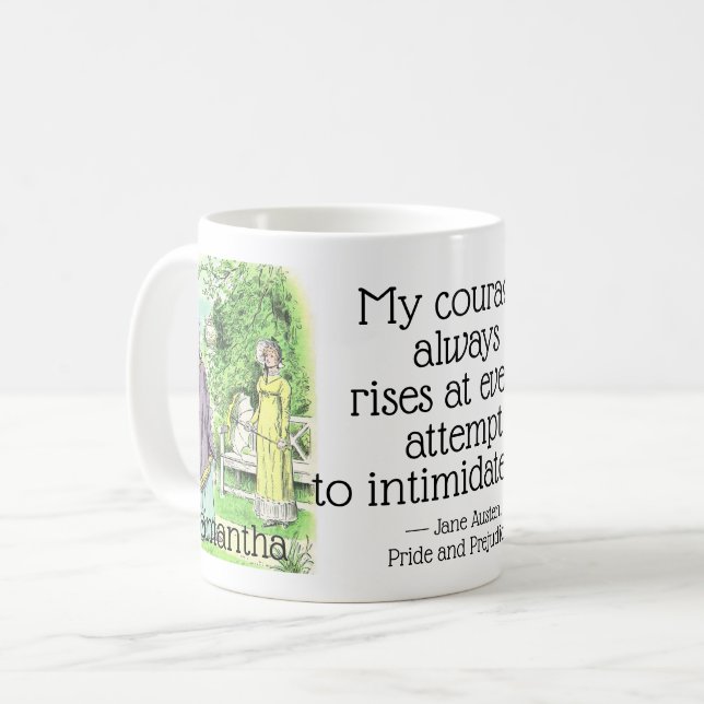 Jane Austen Pride and Prejudice Funny Book Quote Coffee Mug (Front Left)