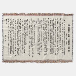 Jane Austen Pride and Prejudice Literature Quote Throw Blanket