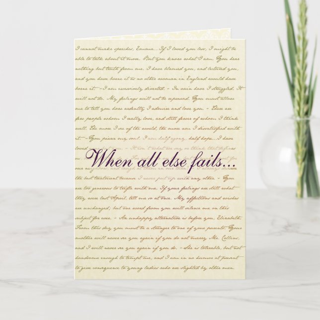 Jane Austen Pride and Prejudice Lizzie Bennet card (Front)