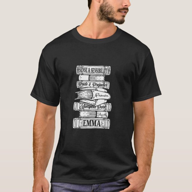 Jane Austen Pride and Prejudice & Mr. Darcy Book S T-Shirt (Front)