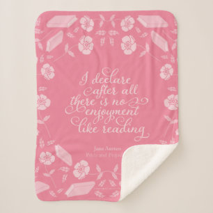 Jane Austen Pride & Prejudice Floral Bookish Quote Sherpa Blanket