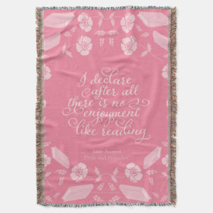 Jane Austen Pride & Prejudice Floral Bookish Quote Throw Blanket