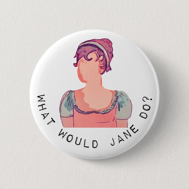 Jane Austen Question Button Badge (Front)