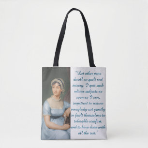 Jane Austen Quote (Blue) Tote Bag