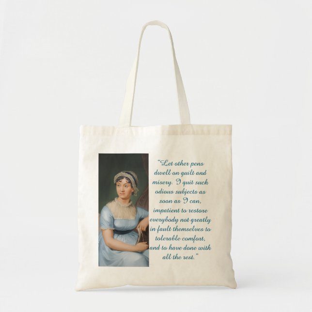Jane Austen Quote (Blue) Tote Bag (Front)