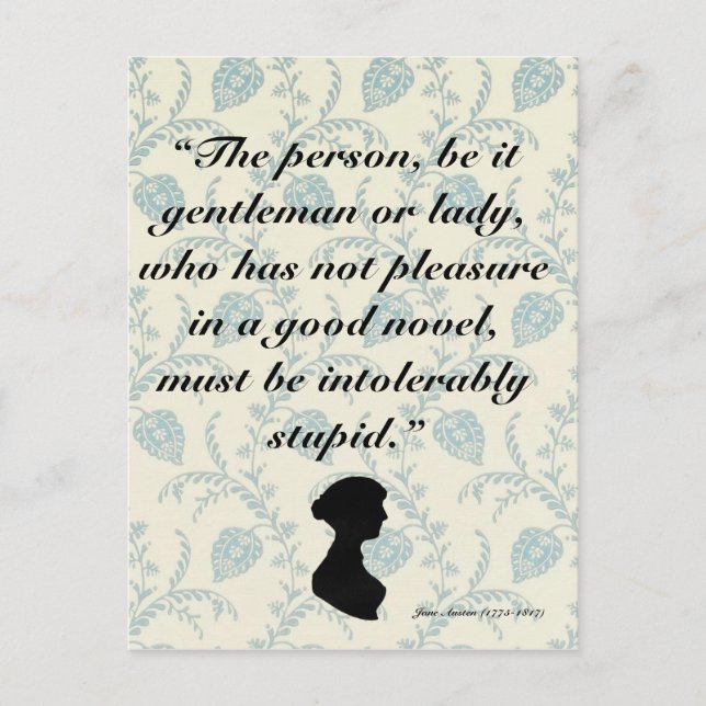 Jane Austen Quote on Books Postcard (Front)
