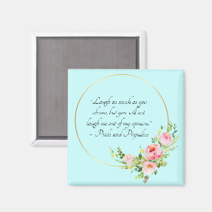 Jane Austen Quote on Confidence – Gold Rose Ring Magnet